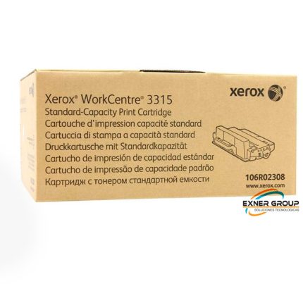 Toner Xerox 106R02308 Negro WorkCentre 3315 2,300 Páginas.