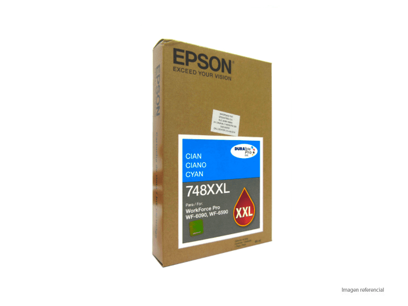 T748XXL220-AL Tinta Epson T748XXL220-AL Cyan WF-6590 WF-6090 7,000 Paginas