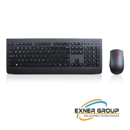 Teclado + Mouse Lenovo Profesional, Inalambrico, Color Negro, (Kit Combo)