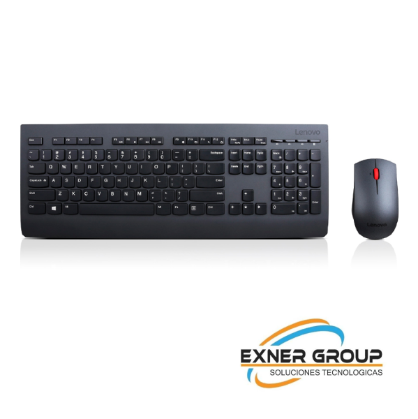 4X30H56831 Teclado + Mouse Lenovo Profesional, Inalambrico, Color Negro, (Kit Combo)