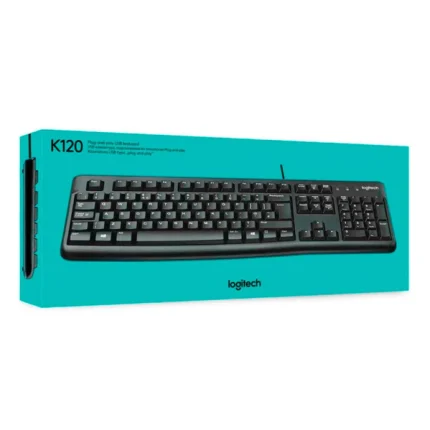 Teclado Logitech K120, USB, Español, Silencioso. Producto en Caja, Funcionalidad Estandar.