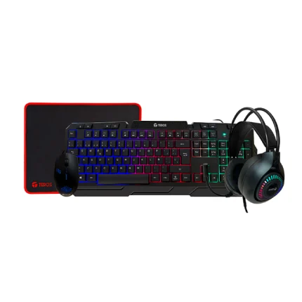 Kit Gamer TEROS TE-4063N: Teclado Multimedia, Mouse, Headset y Mouse Pad