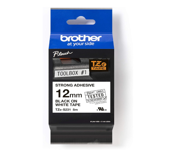 TZE-S231 Cinta Brother TZE-S231 Negro sobre Blanco 1/2" (12 mm)