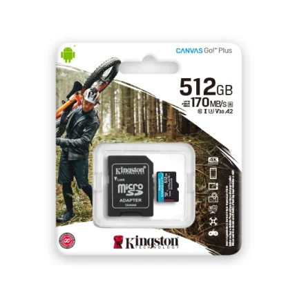 Memoria MicroSDXC Kingston 512 GB Clase 10 170 MB/s Read, 70 MB/s Write + Adaptador SDCG3/512GB