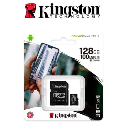 Memoria MicroSDHC Kingston 128GB Clase 10 100MB/s + Adaptador (SDCS2/128GB)