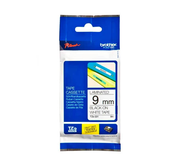 TZE221 Cinta Brother TZE221 Black on White 3/8" (9mm)