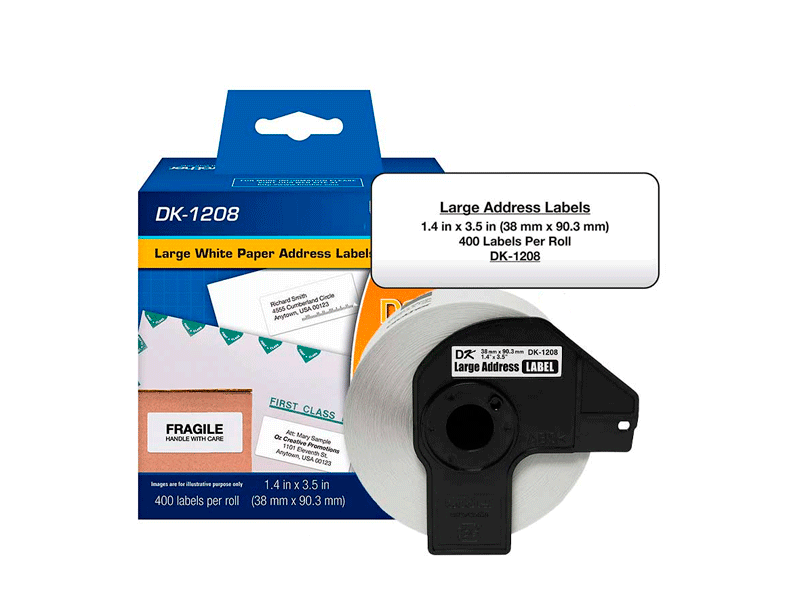 DK1208 Cinta Brother DK-1208 Rollo de 400 Etiquetas Adhesivas