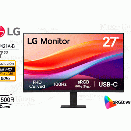 Monitor Curvo LG 27U421A-B de 27” FHD, Panel VA, Curvatura 1500R, HDMI, USB-C 15W, Audio-Out