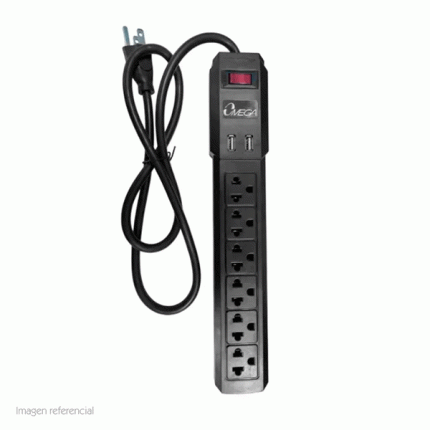 Supresor de Pico Omega 491124BK Negro 6 Outlets 4 Feet