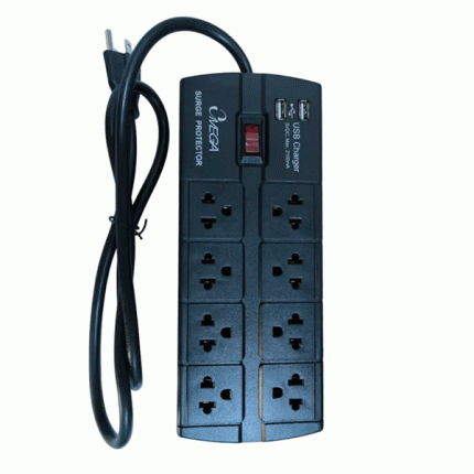 Supresor de Picos Omega 491144BK 220V con Puertos USB de Carga