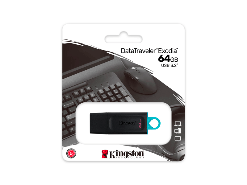 DTX-64GB Memoria USB Kingston 64GB DataTraveler Exodia DTX USB 3.2 Negro DTX/64GB