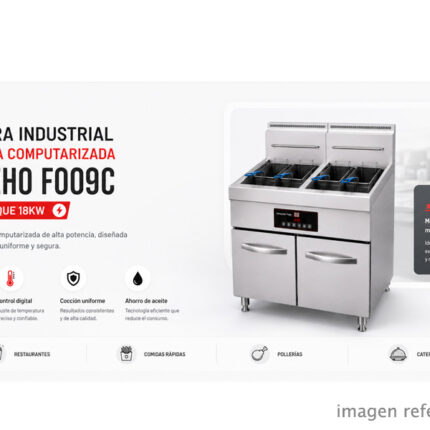 Freidora Industrial Eléctrica Computarizada SHINEHO F009C Doble Tanque 18kW