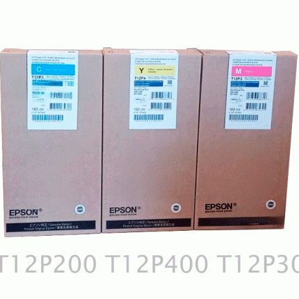 Tinta Epson DURABrite Ultra T12P200 T12P300 T12P400 Cian Magenta Yellow WorkForce Pro EM-C800 Alta Capacidad 16.500 Páginas