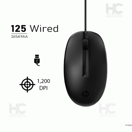 Mouse con Cable HP 125 USB Óptico 265A9UT