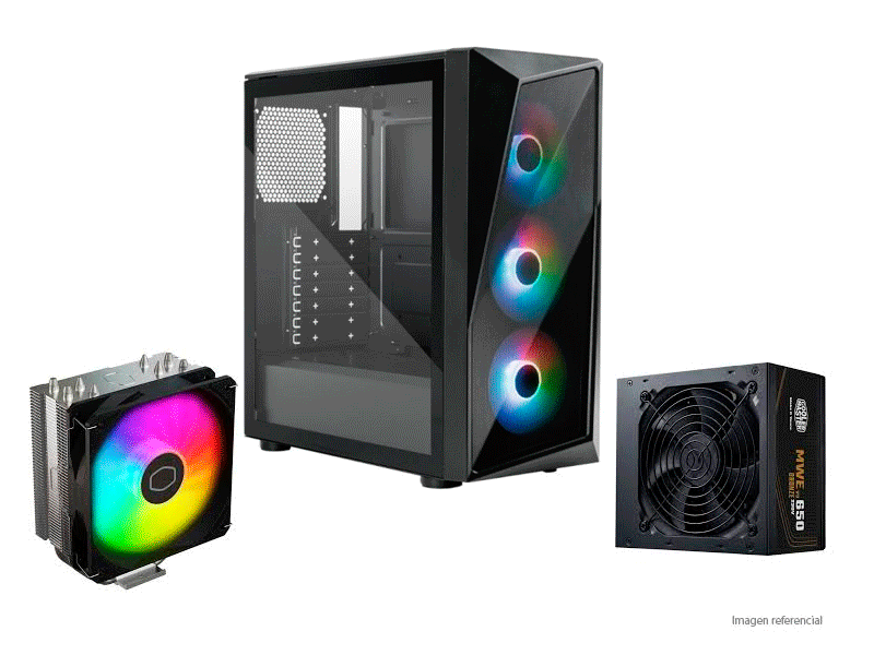 CP520-KGNN65-SA0 Case PC Cooler Master CMP 520 + Fuente de Poder MWE Bronze 650W V3 + Cooler Hyper 212 Spectrum V3 CP520-KGNN65-SA0