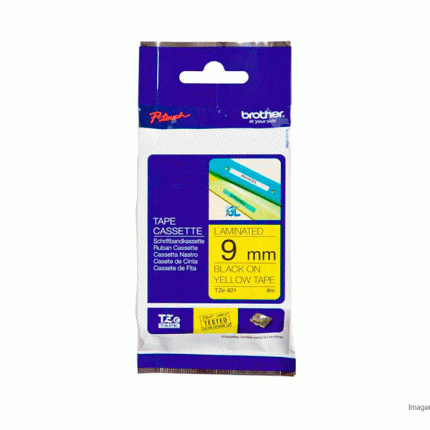 Cinta Brother TZE-S621 Negro sobre Amarillo 3/8"