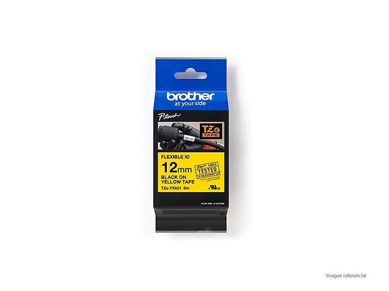 TZEFX631 Cinta Brother TZE-FX631 Negro sobre Amarillo 1/2"