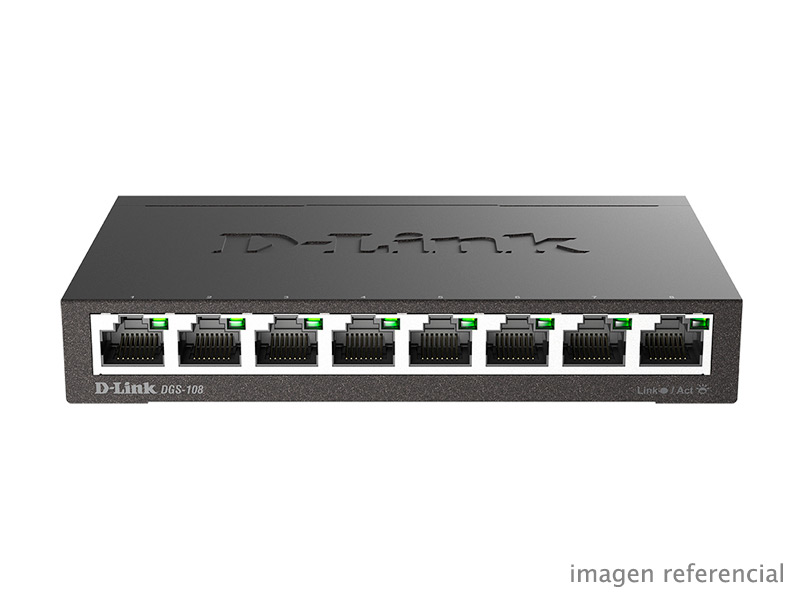 DGS-108 Switch D-Link DGS-108 8 Puertos Gigabit 10/100/1000 Mbps No Gestionable
