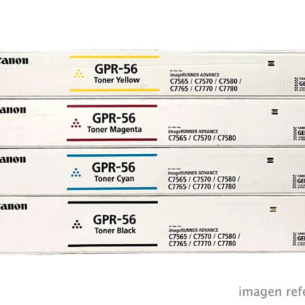 Kit Completo Toner Canon GPR-56 Black, Cyan, Magenta y Yellow 0998C003AA, 0999C003AA, 1000C003AA, 1001C003AA