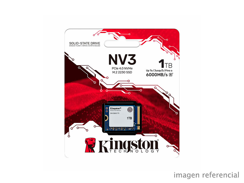 SNV3SM3-1T0 SSD Kingston NV3 1TB PCIe 4.0 NVMe M.2 2230 Hasta 6000MB/s SNV3SM3/1T0