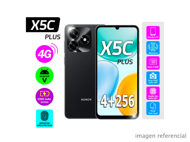 X5C-PLUS-4+256 Celular Honor X5C Plus 4GB RAM 256GB Midnight Black