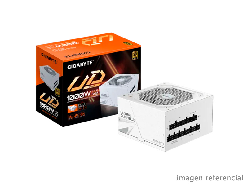 GP-UD1000GM-PG5-ICE Fuente de Poder Gigabyte GP-UD1000GM PG5 ICE 1000W 80 Plus Gold Modular ATX 3.1 PCIe 5.1 Blanca