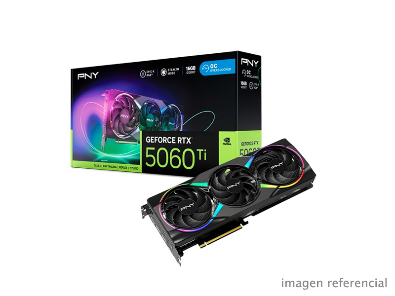 VCG5060T8TFXXPB1-O Tarjeta gráfica PNY GeForce RTX 5060 Ti 8GB ARGB OC Triple Fan VCG5060T8TFXXPB1-O