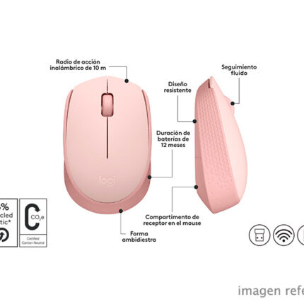 Mouse Óptico Inalámbrico Logitech M170 910-006862 Rosa