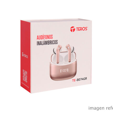 Audífonos inalámbricos TEROS TE-8074GR Bluetooth 5.3 TWS Rosa Dorado